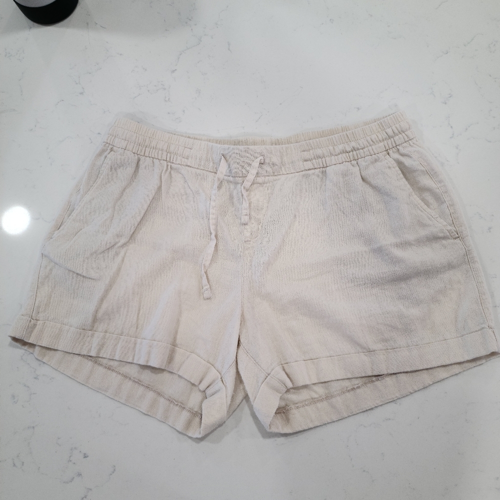 Cream linen shorts